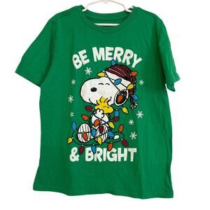 Snoopy Boys Holiday Graphic Crew Neck Tee Shirt Medium 8